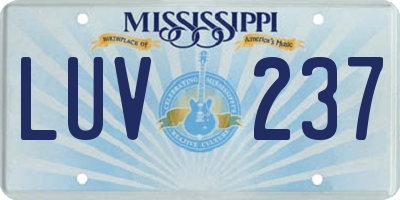 MS license plate LUV237