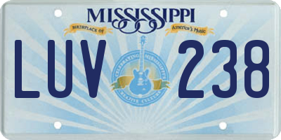 MS license plate LUV238