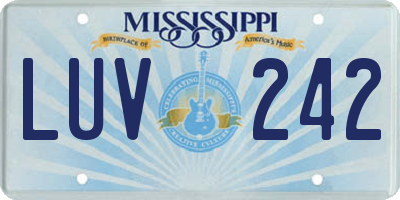 MS license plate LUV242