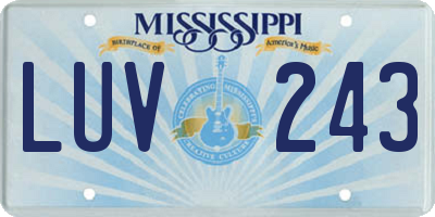 MS license plate LUV243