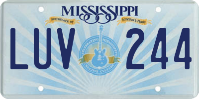 MS license plate LUV244