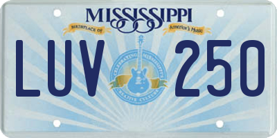 MS license plate LUV250