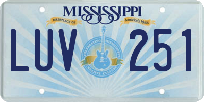 MS license plate LUV251