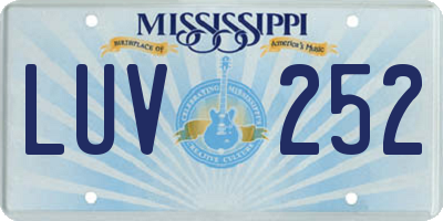 MS license plate LUV252