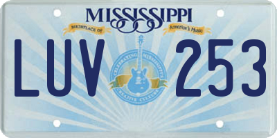 MS license plate LUV253