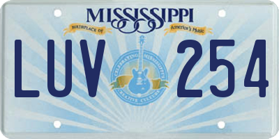 MS license plate LUV254