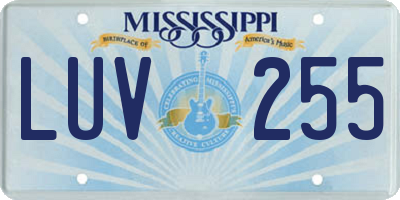MS license plate LUV255