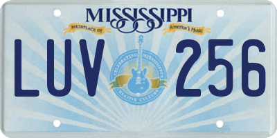 MS license plate LUV256
