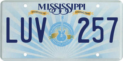 MS license plate LUV257