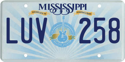 MS license plate LUV258