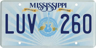 MS license plate LUV260