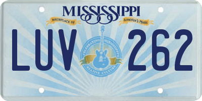 MS license plate LUV262