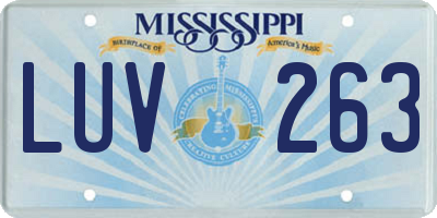 MS license plate LUV263
