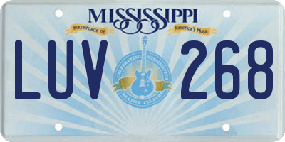MS license plate LUV268