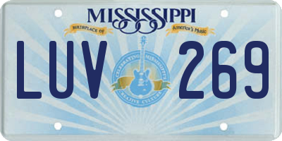 MS license plate LUV269