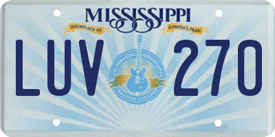 MS license plate LUV270