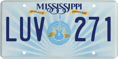 MS license plate LUV271