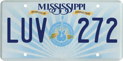 MS license plate LUV272