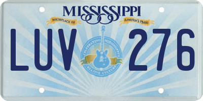 MS license plate LUV276