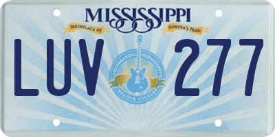 MS license plate LUV277