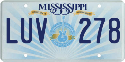 MS license plate LUV278