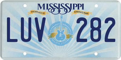 MS license plate LUV282