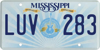 MS license plate LUV283