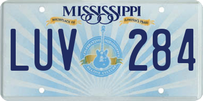 MS license plate LUV284