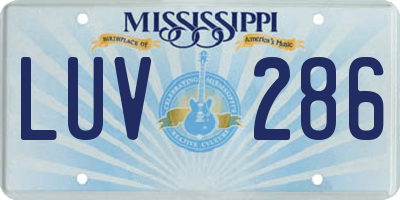 MS license plate LUV286