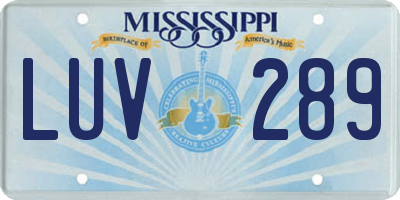 MS license plate LUV289