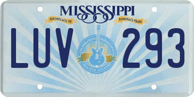 MS license plate LUV293
