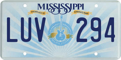 MS license plate LUV294
