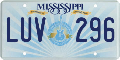 MS license plate LUV296