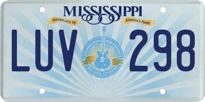 MS license plate LUV298