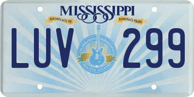 MS license plate LUV299