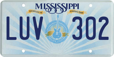 MS license plate LUV302