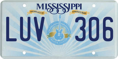 MS license plate LUV306