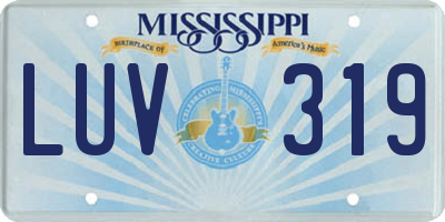 MS license plate LUV319