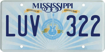 MS license plate LUV322