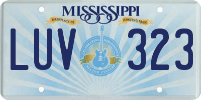 MS license plate LUV323