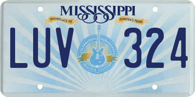 MS license plate LUV324