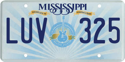 MS license plate LUV325
