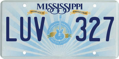 MS license plate LUV327