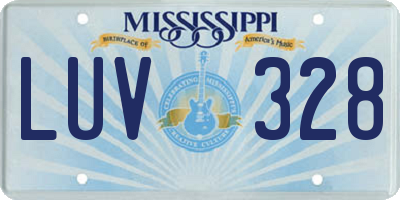 MS license plate LUV328