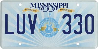 MS license plate LUV330