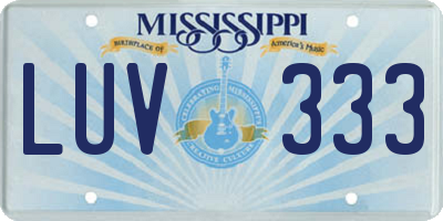 MS license plate LUV333