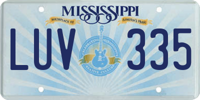 MS license plate LUV335