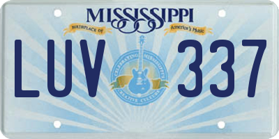 MS license plate LUV337