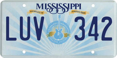 MS license plate LUV342