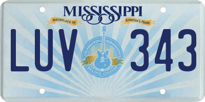 MS license plate LUV343